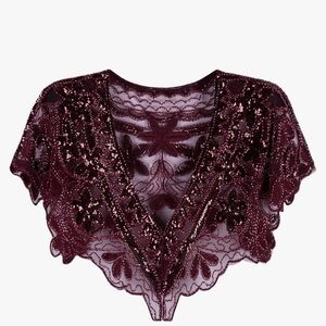 Elegant Burgundy Lace Capelet